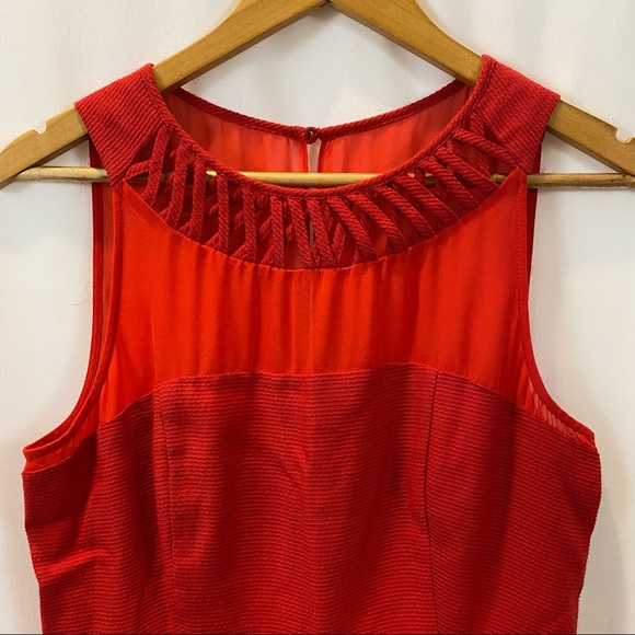 Anthro Maeve Lattice Neck Fit And Flare Skater Dress in Bright Red size 2 - Picture 5 of 15